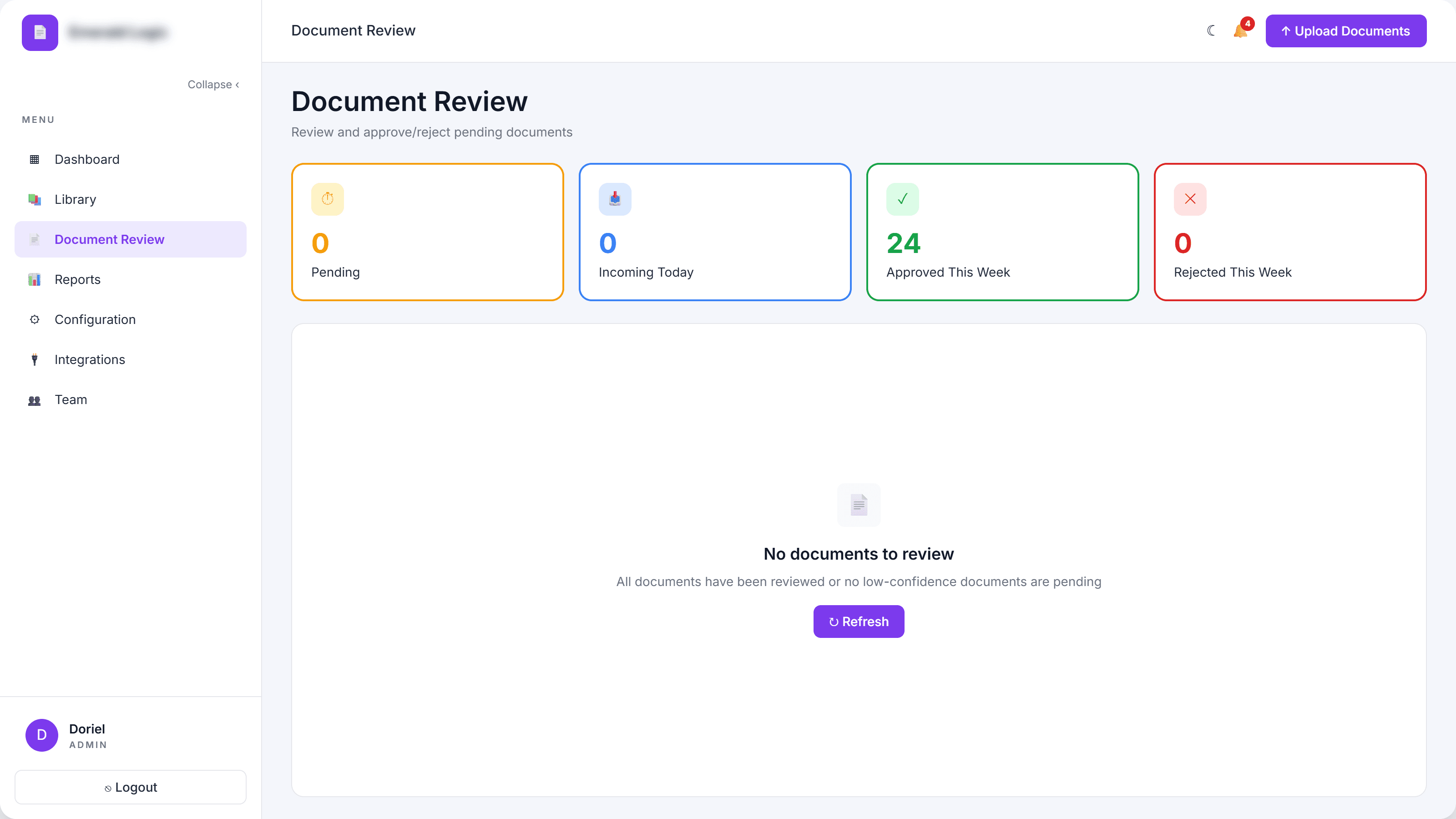 Document review · approve, reject, override