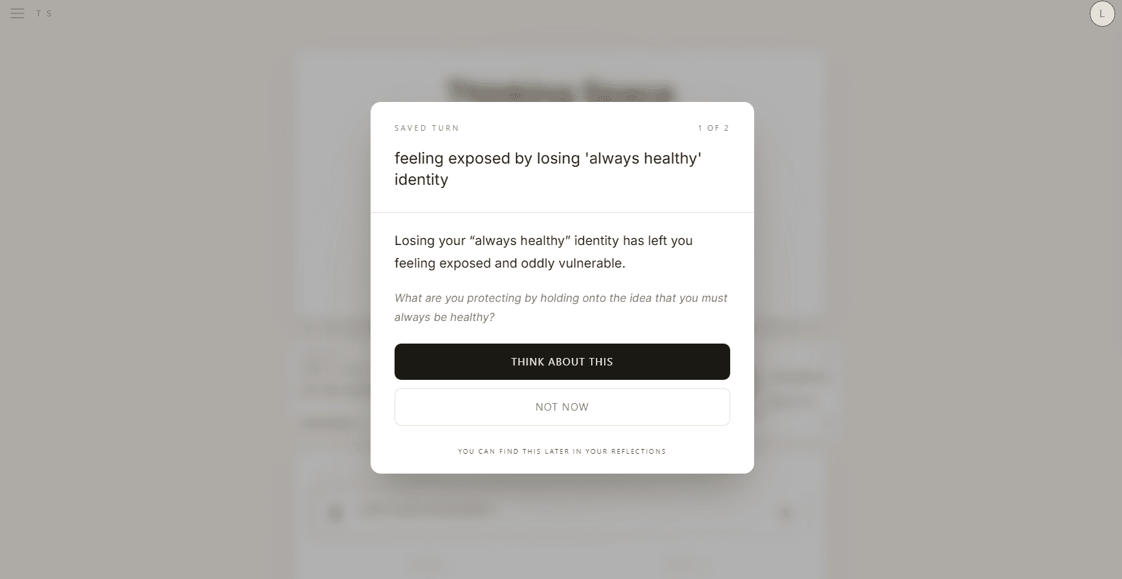 Reflection cards · daily, surfaced when the moment fits